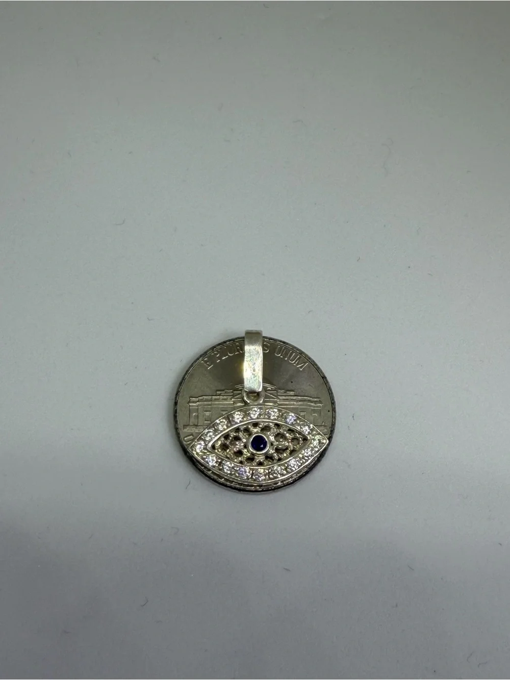 925 Sterling Silver Evil Eye CZ Pendant – Blue Center – New